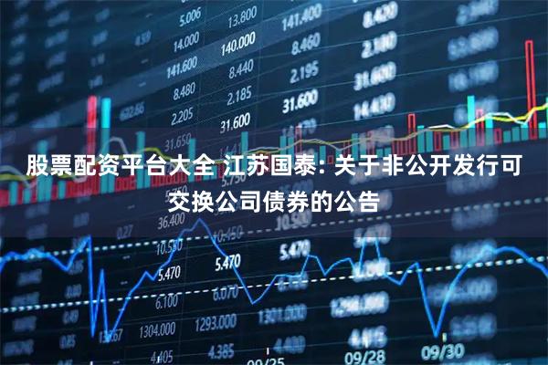 股票配资平台大全 江苏国泰: 关于非公开发行可交换公司债券的公告